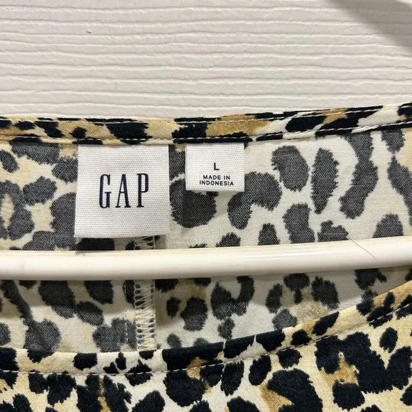 GAP Top Womens Large Leopard Print 3/4 Sleeve Button Shoulder High Lo Pullover - Picture 3 of 6